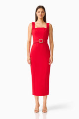 CURAAE Aris Midi Dress in Red