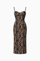 CURAAE Astra Sweetheart Midi Dress in Black