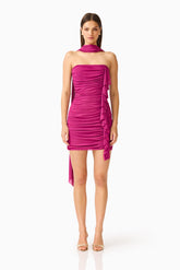 CURAAE Azura Scarf Mini Dress in Magenta Pink