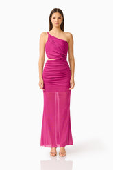 CURAAE Azura One Shoulder Maxi Dress in Magenta Pink