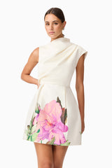 Azelie Asymmetrical Mini Dress in White