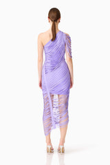Alya Asymmetrical Midi Dress in Purple