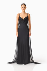 Auriella Cowl Neck Gown in Black