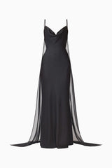 Auriella Cowl Neck Gown in Black