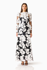 Bloomnoir Long Sleeve Maxi Dress in Black & White