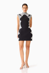 Elysia Lace Mini Dress in Black