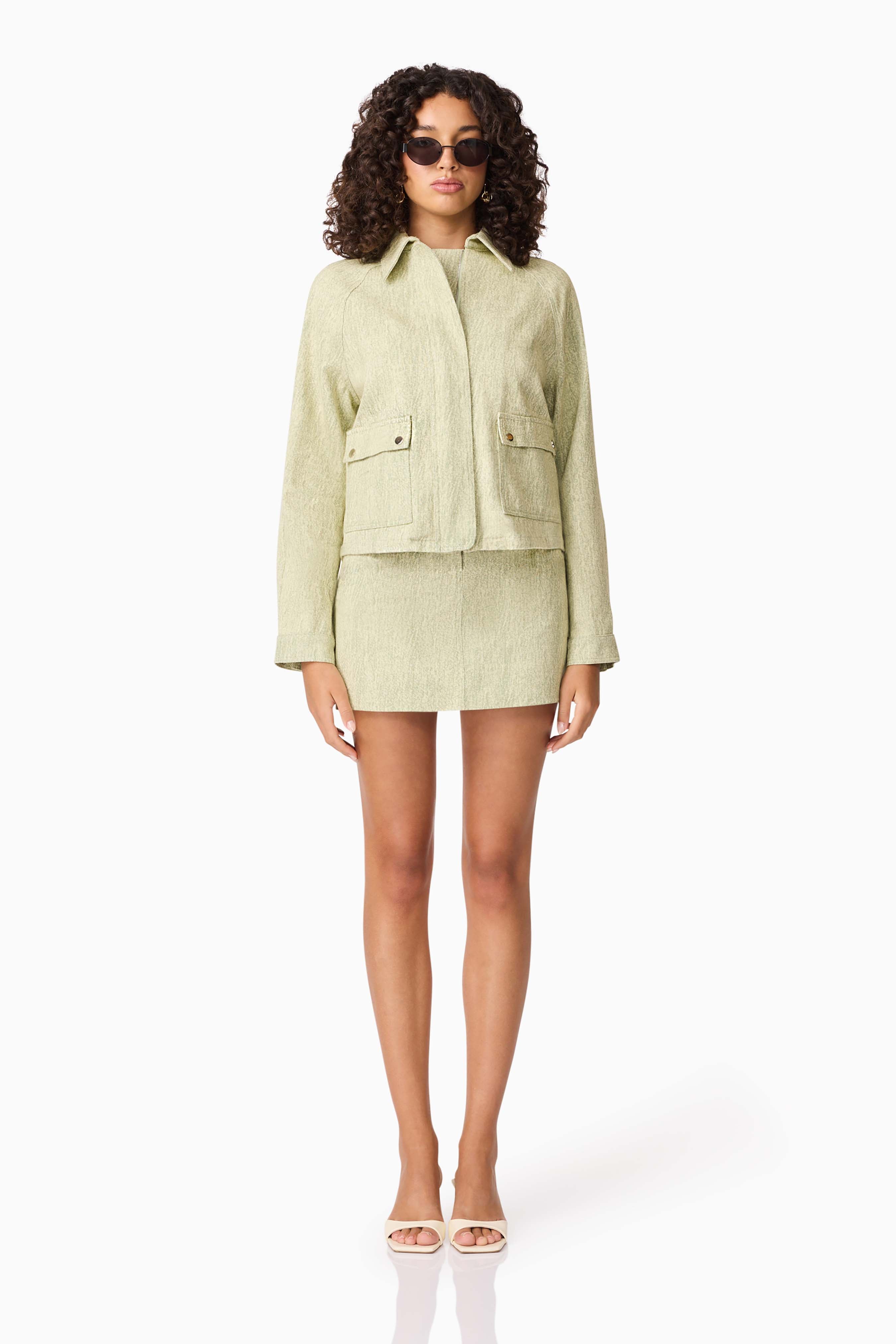 CURAAE Greta Jacket & Mini Skirt Set in Green