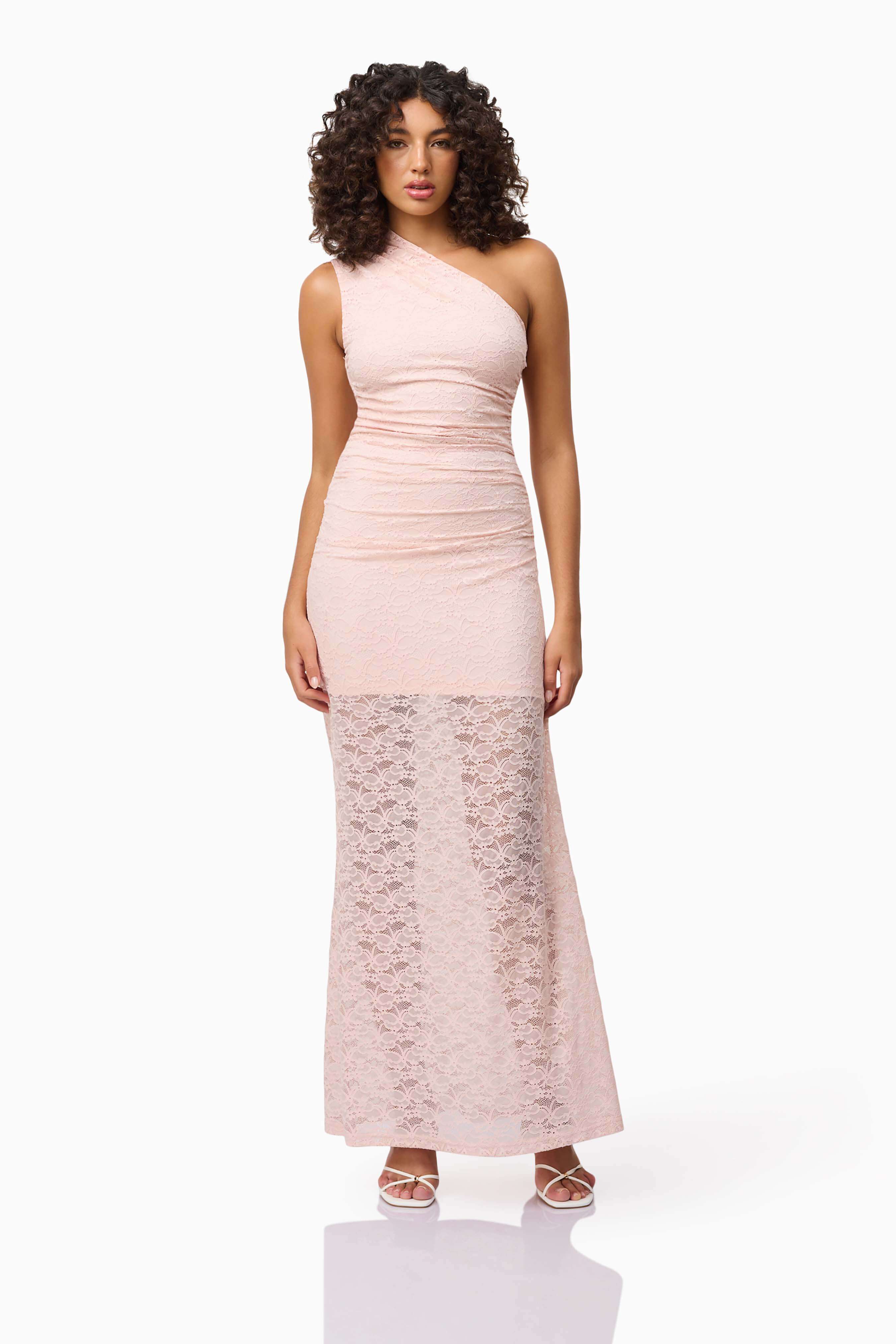 CURAAE Armelle Lace Maxi Dress in Pink