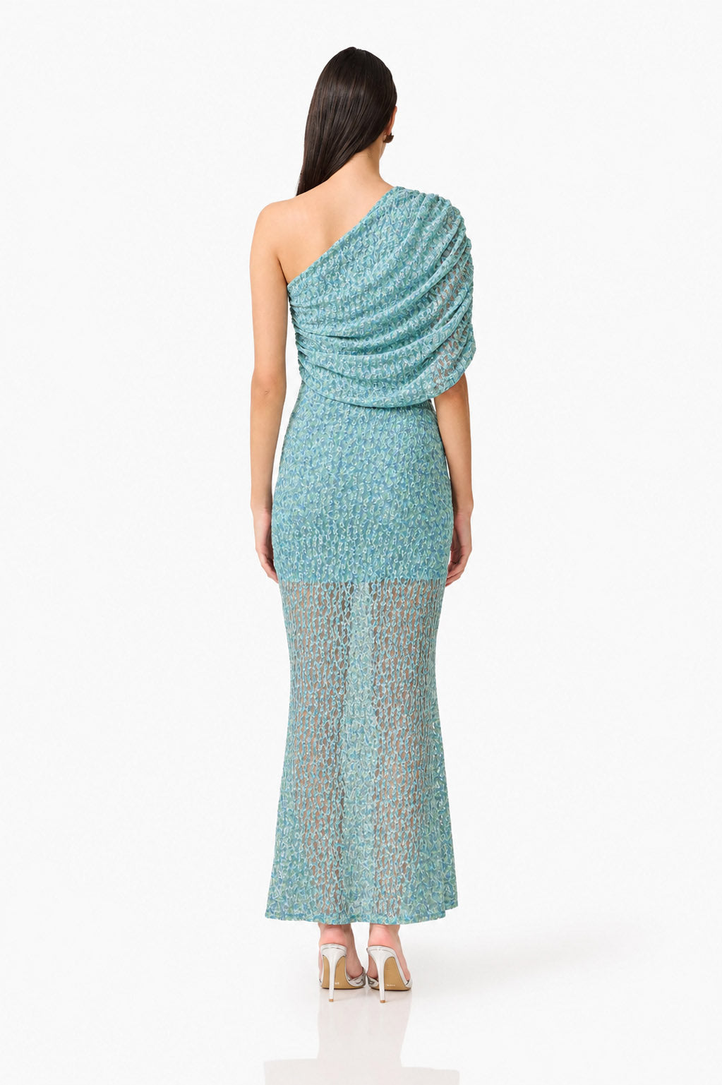 CURAAE Orel Asymmetric Maxi Dress in Blue