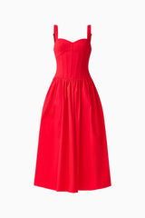 CURAAE Aris Sweetheart Midi Dress in Red