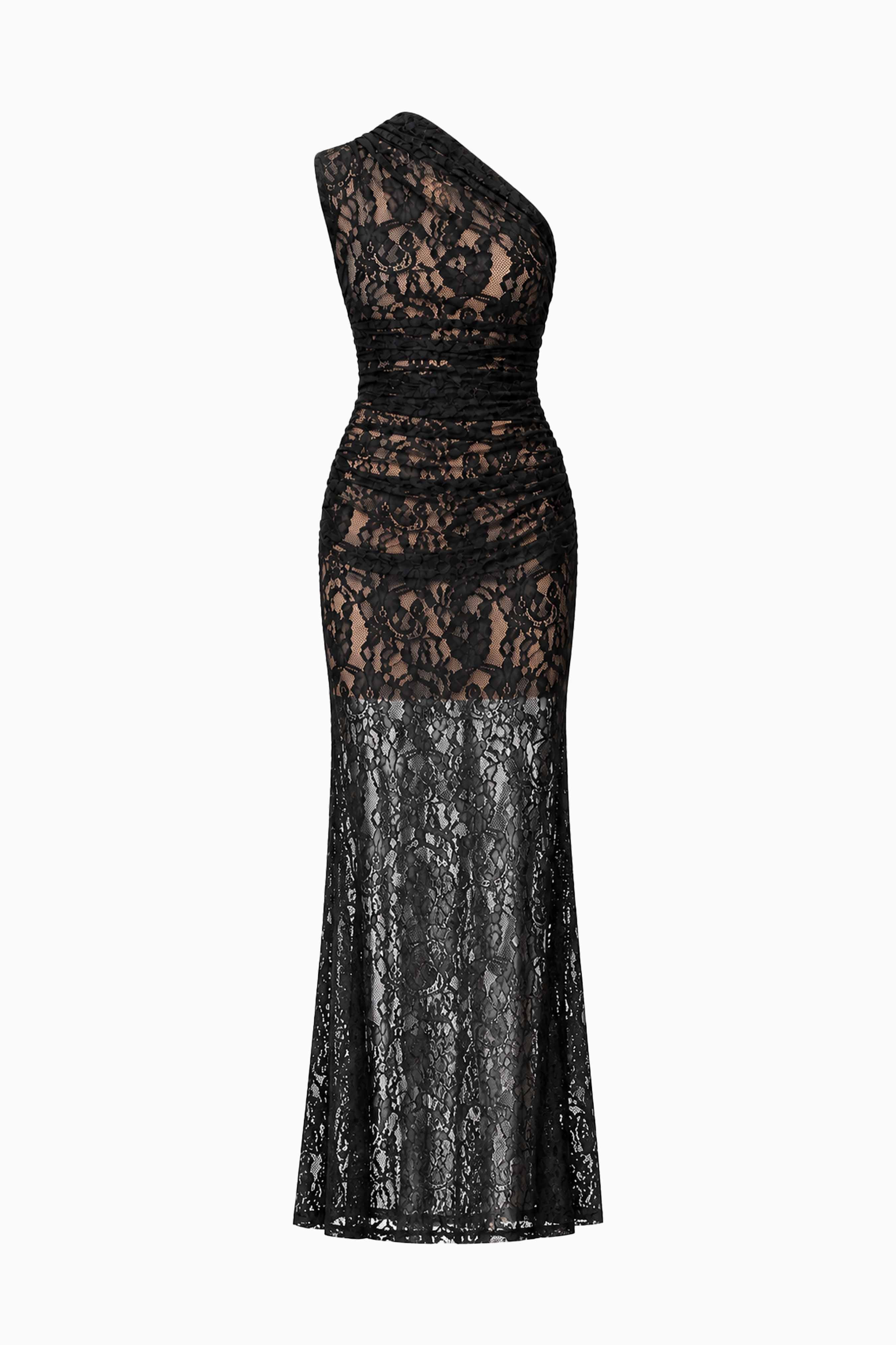 CURAAE Astra Asymmetric Gown in Black