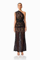 CURAAE Astra Asymmetric Gown in Black