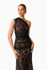 CURAAE Astra Asymmetric Gown in Black