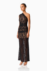 CURAAE Astra Asymmetric Gown in Black