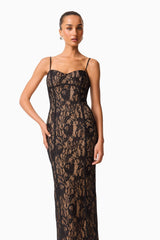 CURAAE Astra Sweetheart Midi Dress in Black