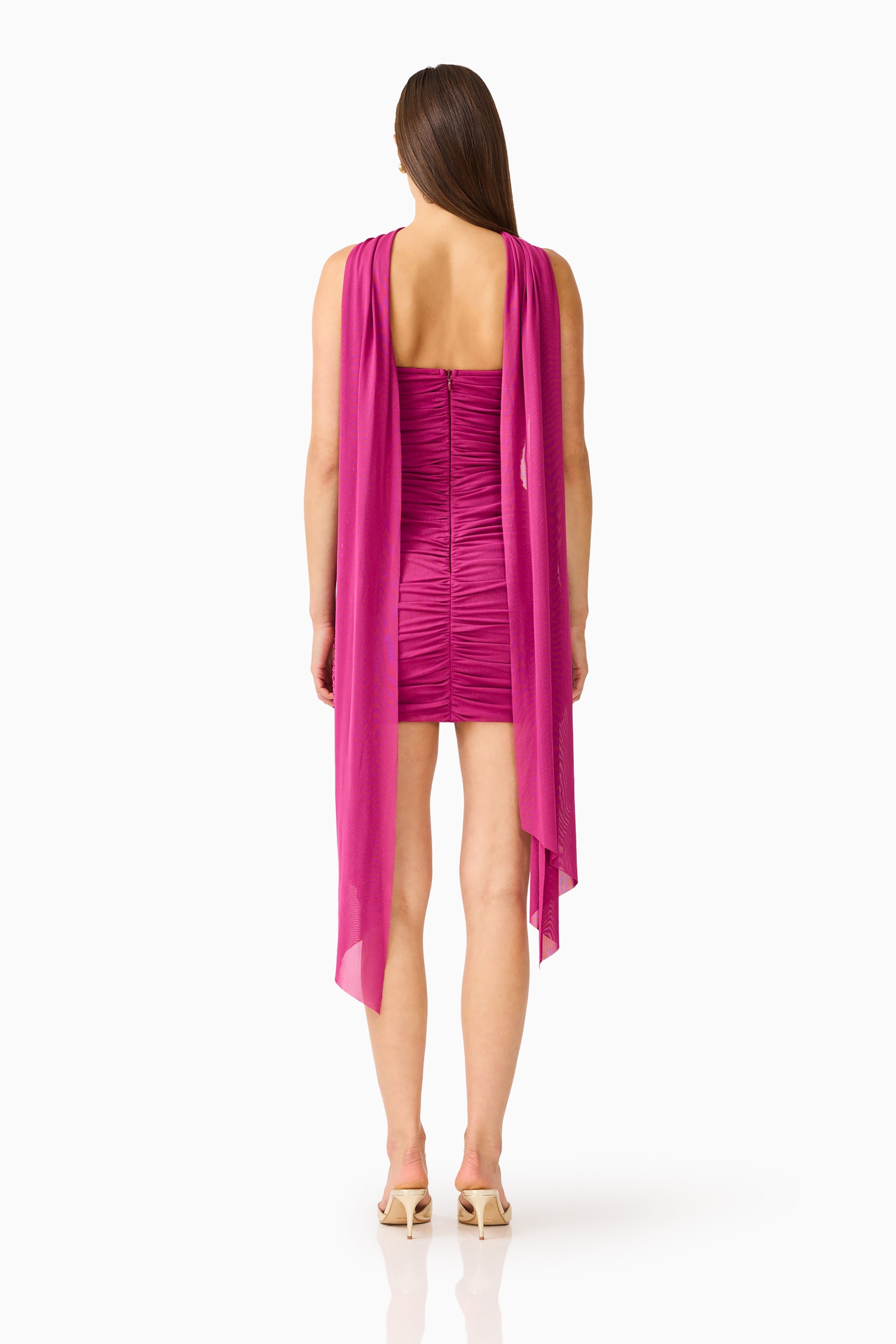CURAAE Azura Scarf Mini Dress in Magenta Pink