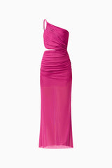 CURAAE Azura One Shoulder Maxi Dress in Magenta Pink