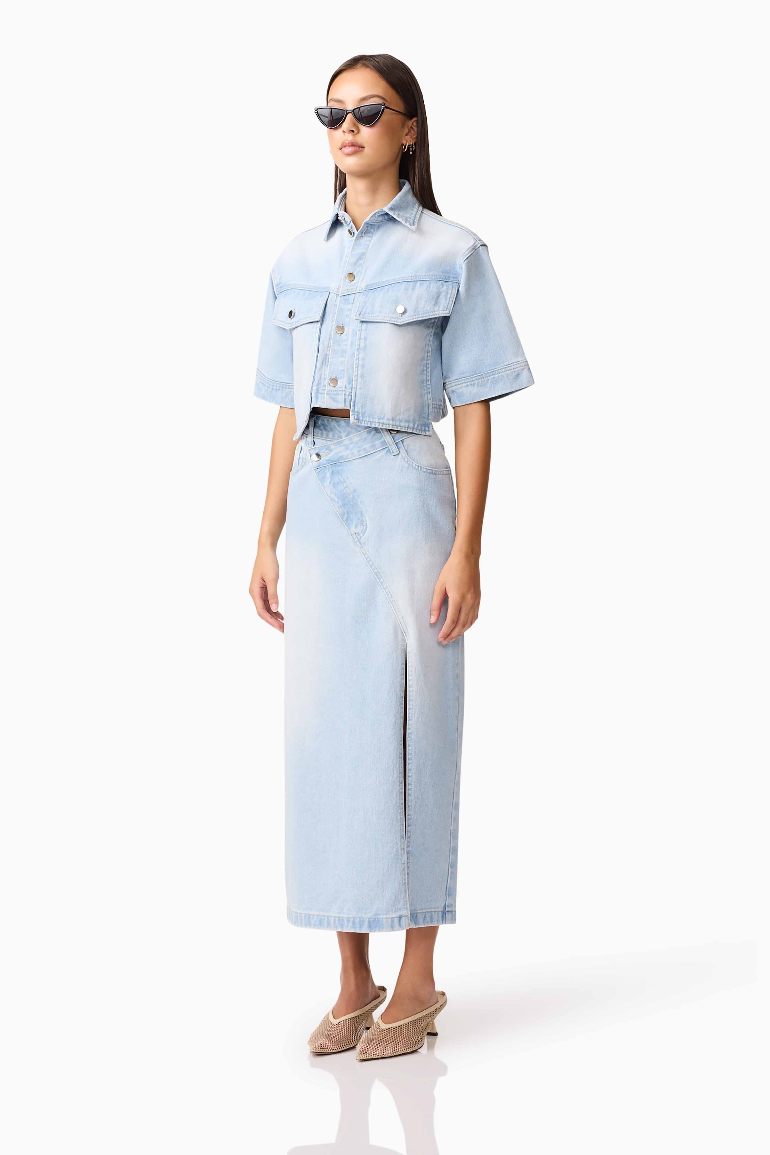 CURAAE Silvie Denim Top & Skirt Set