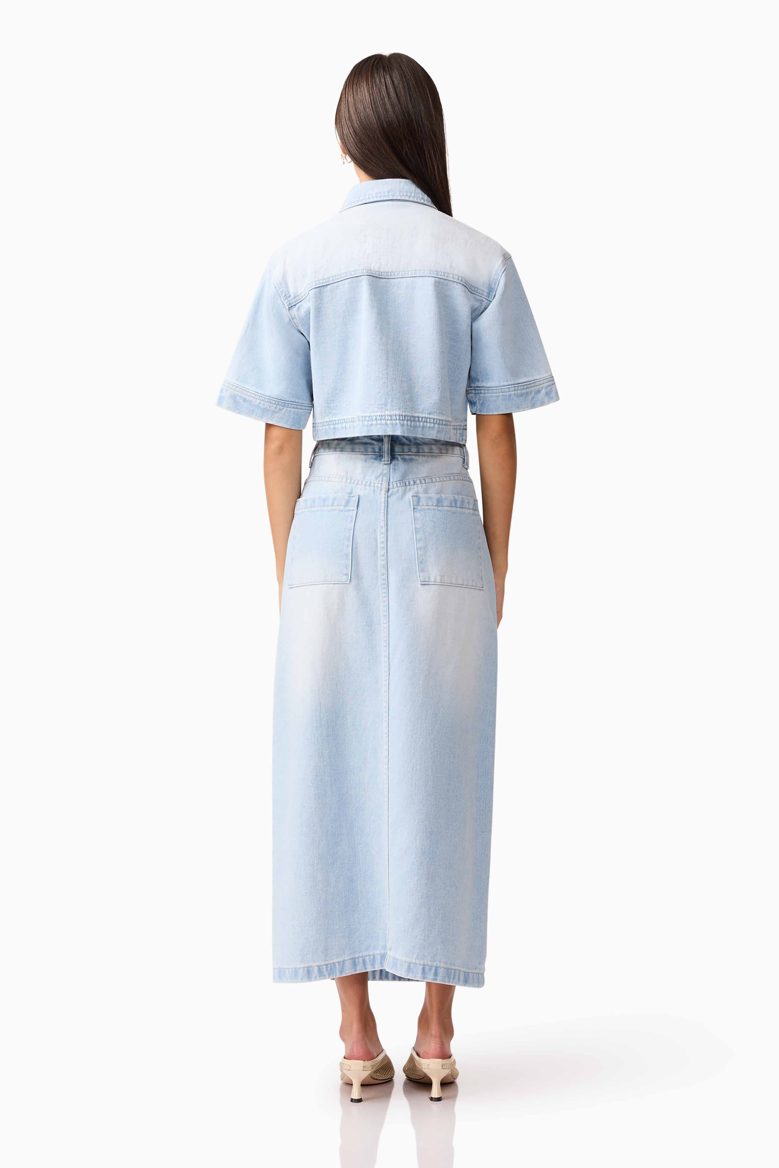 CURAAE Silvie Denim Top & Skirt Set