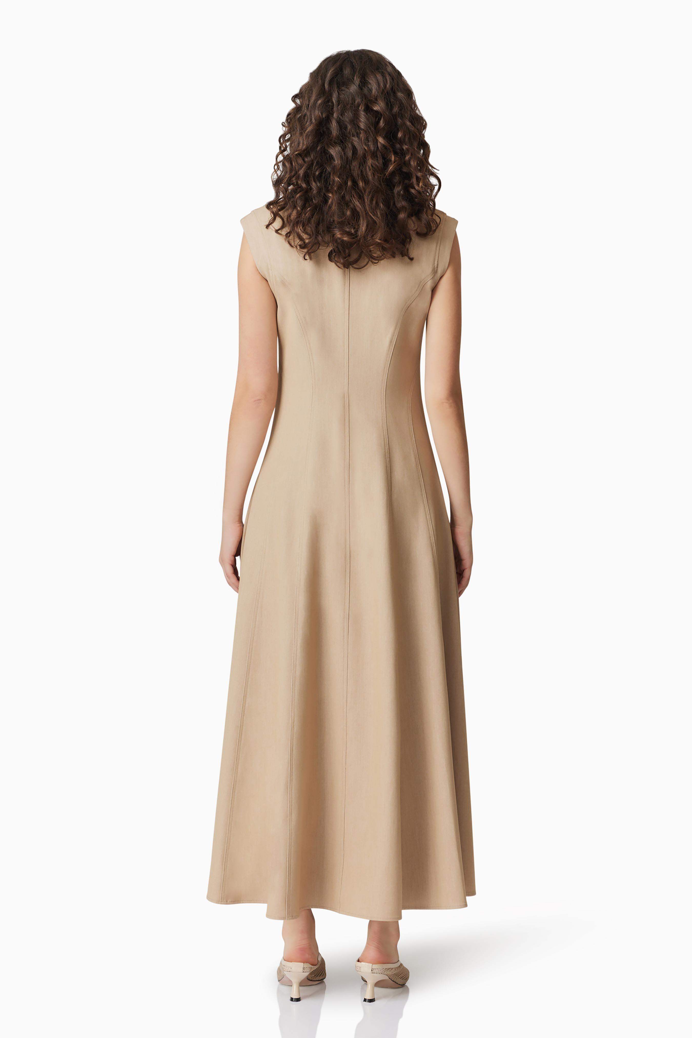 CURAAE Gabriella Midi Dress In Beige
