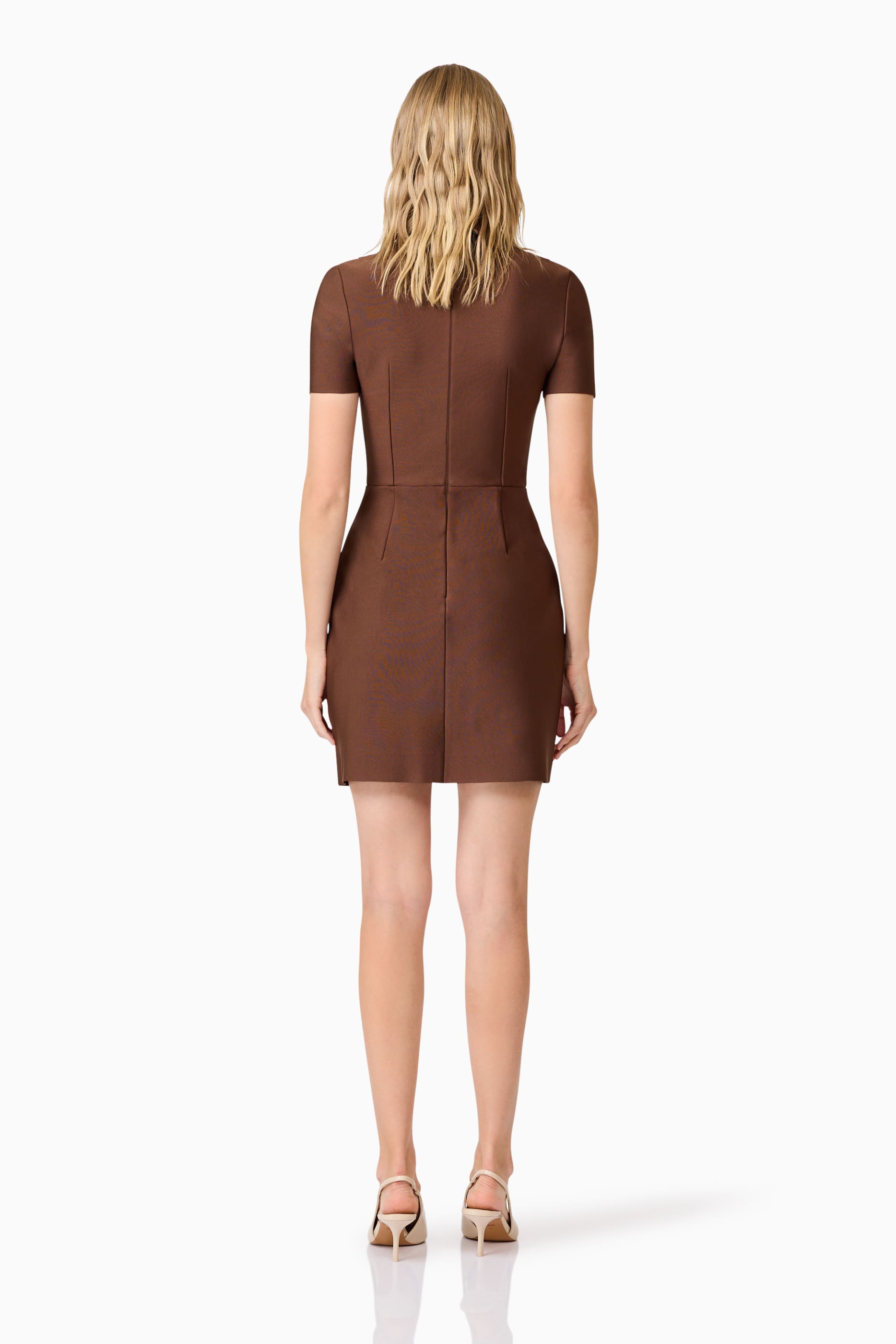 CURAAE Khloe Crepe Knit Mini Dress In Brown