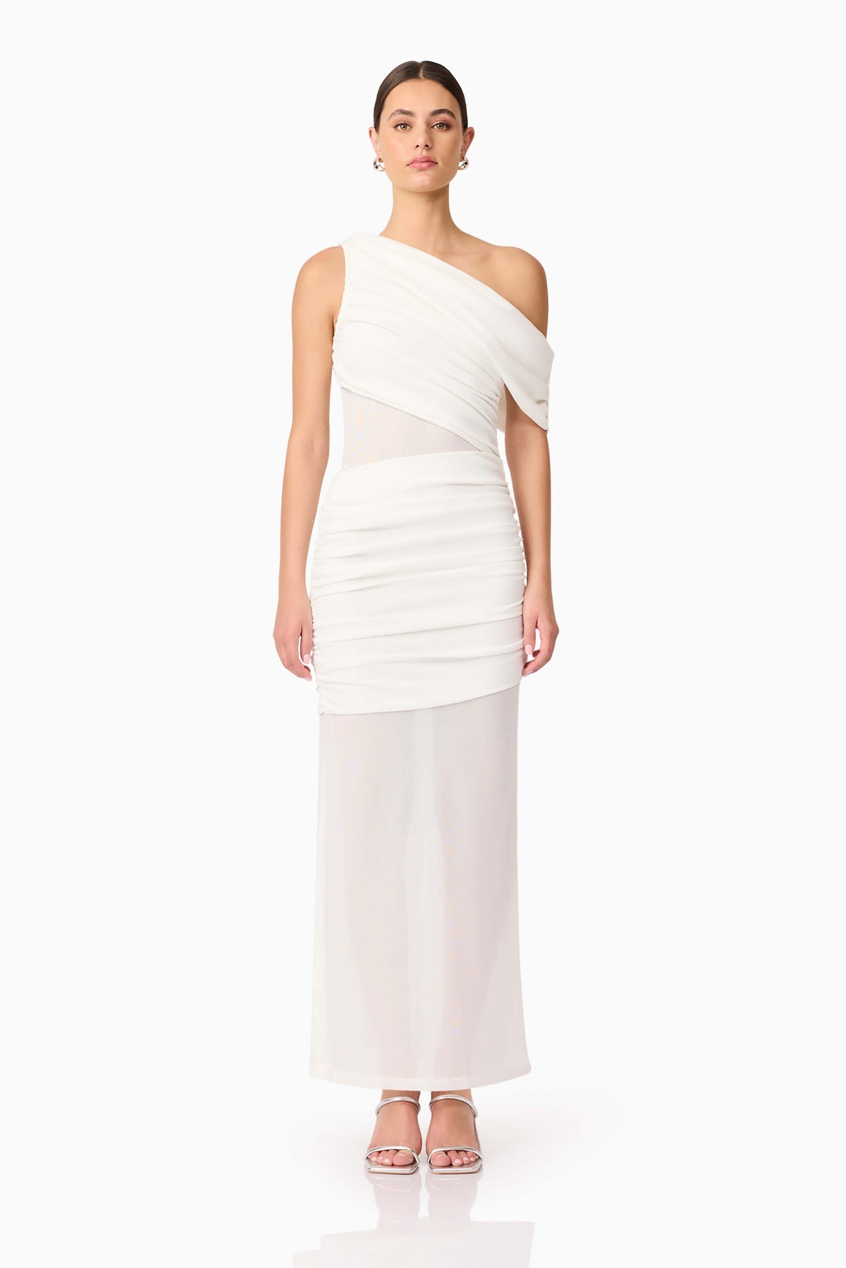 Darya Asymmetrical Gown in White