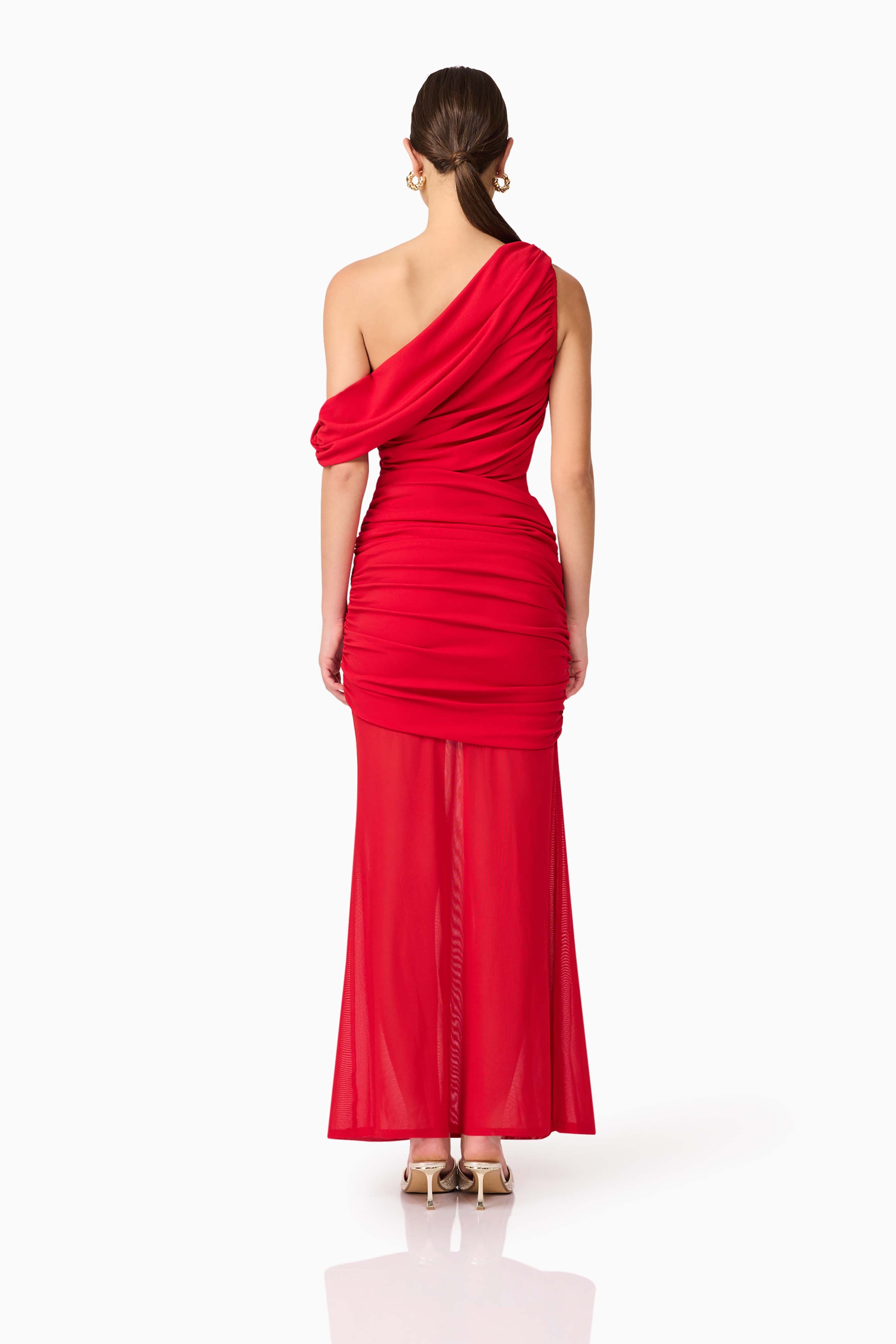 Darya Asymmetrical Gown in Red