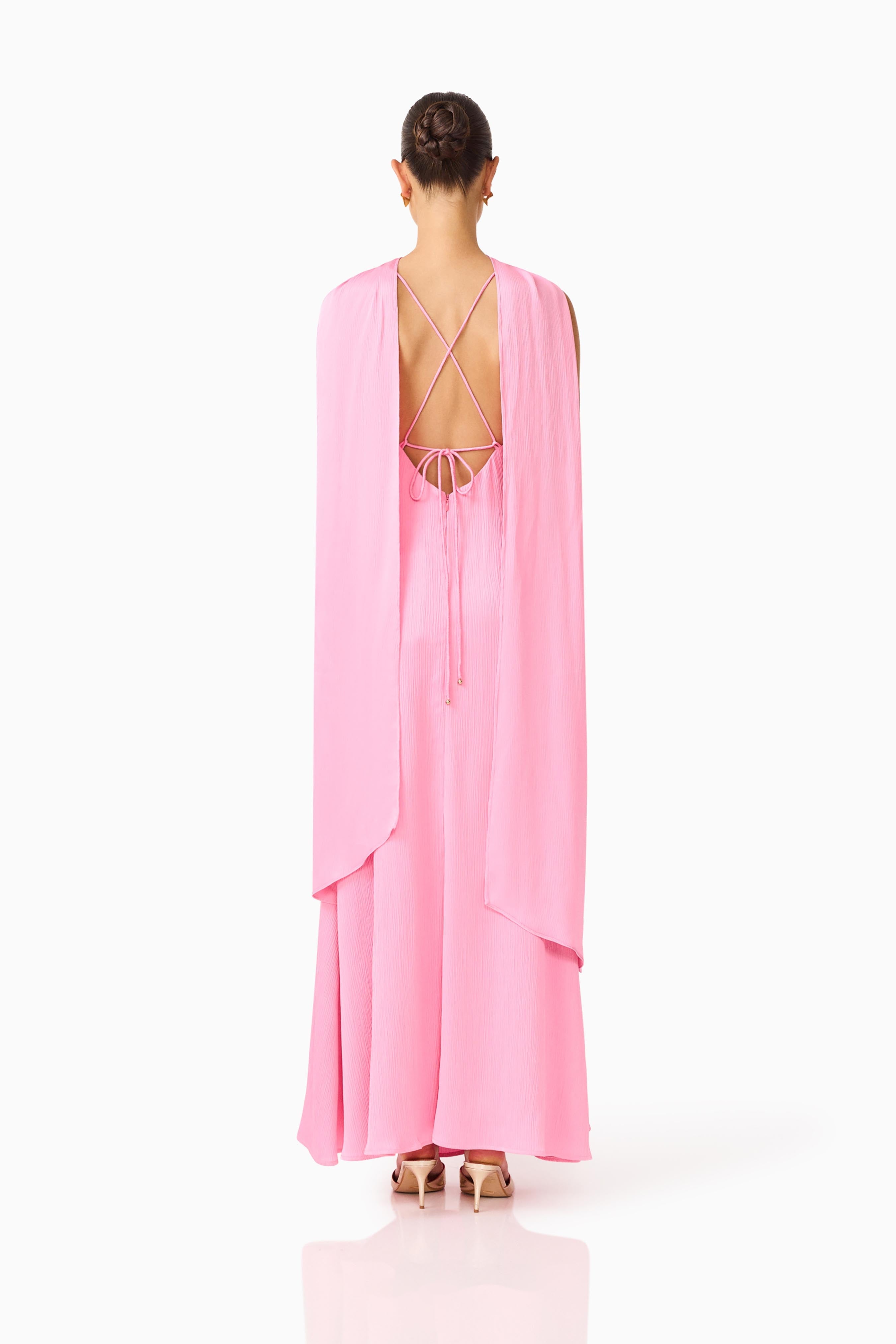 Calista Neck Scarf Gown in Pink