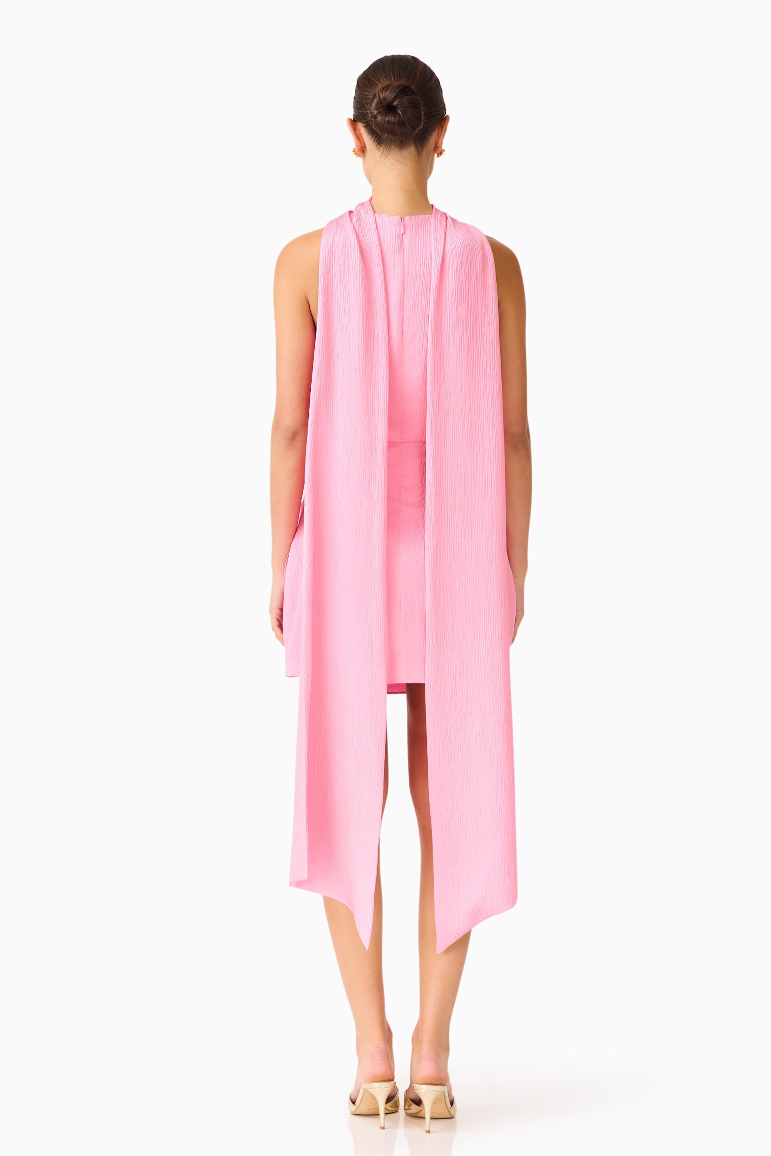 Calista Neck Scarf Mini Dress in Pink