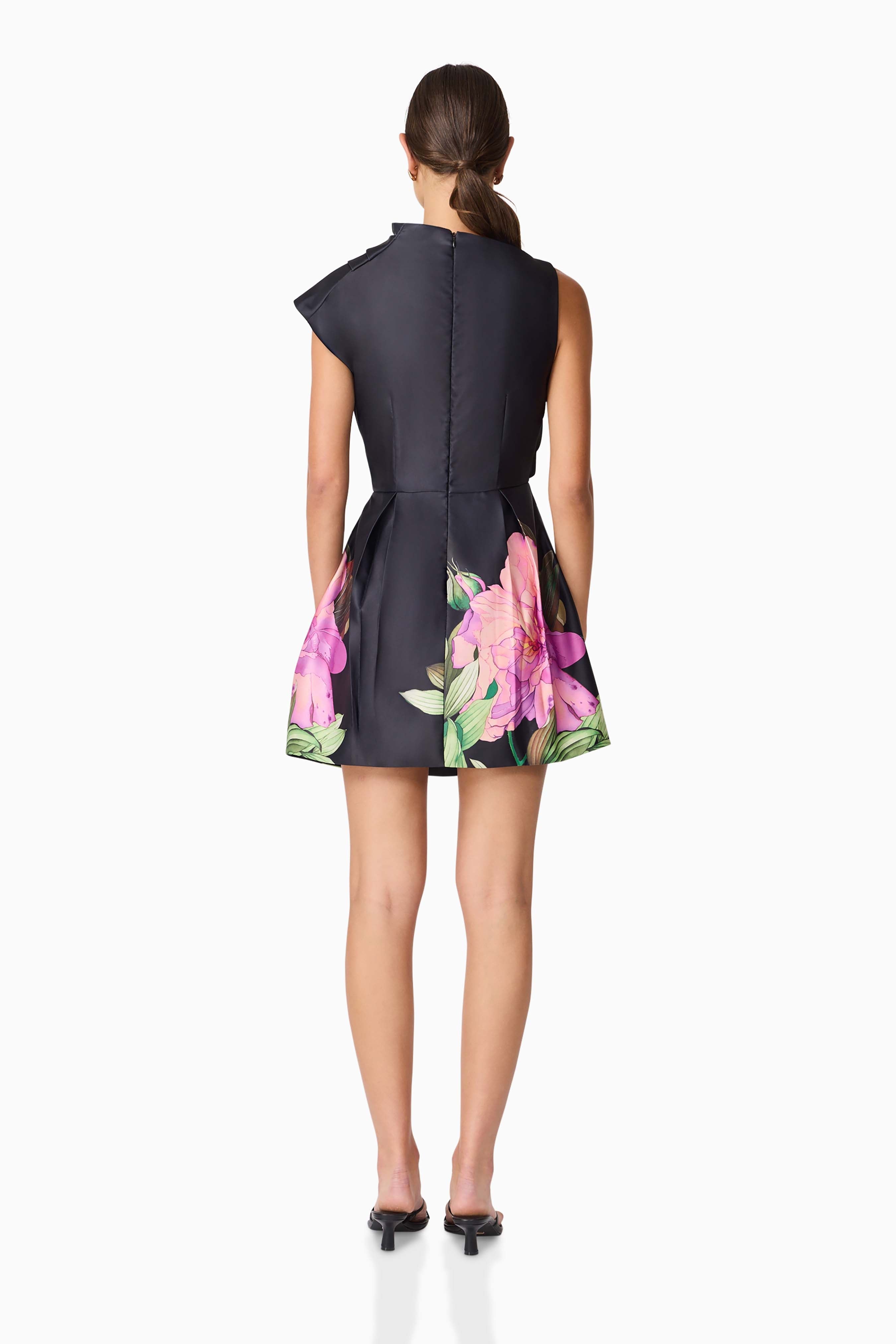 Azelie Aysmmetrical Mini Dress in Black