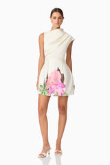 Azelie Asymmetrical Mini Dress in White