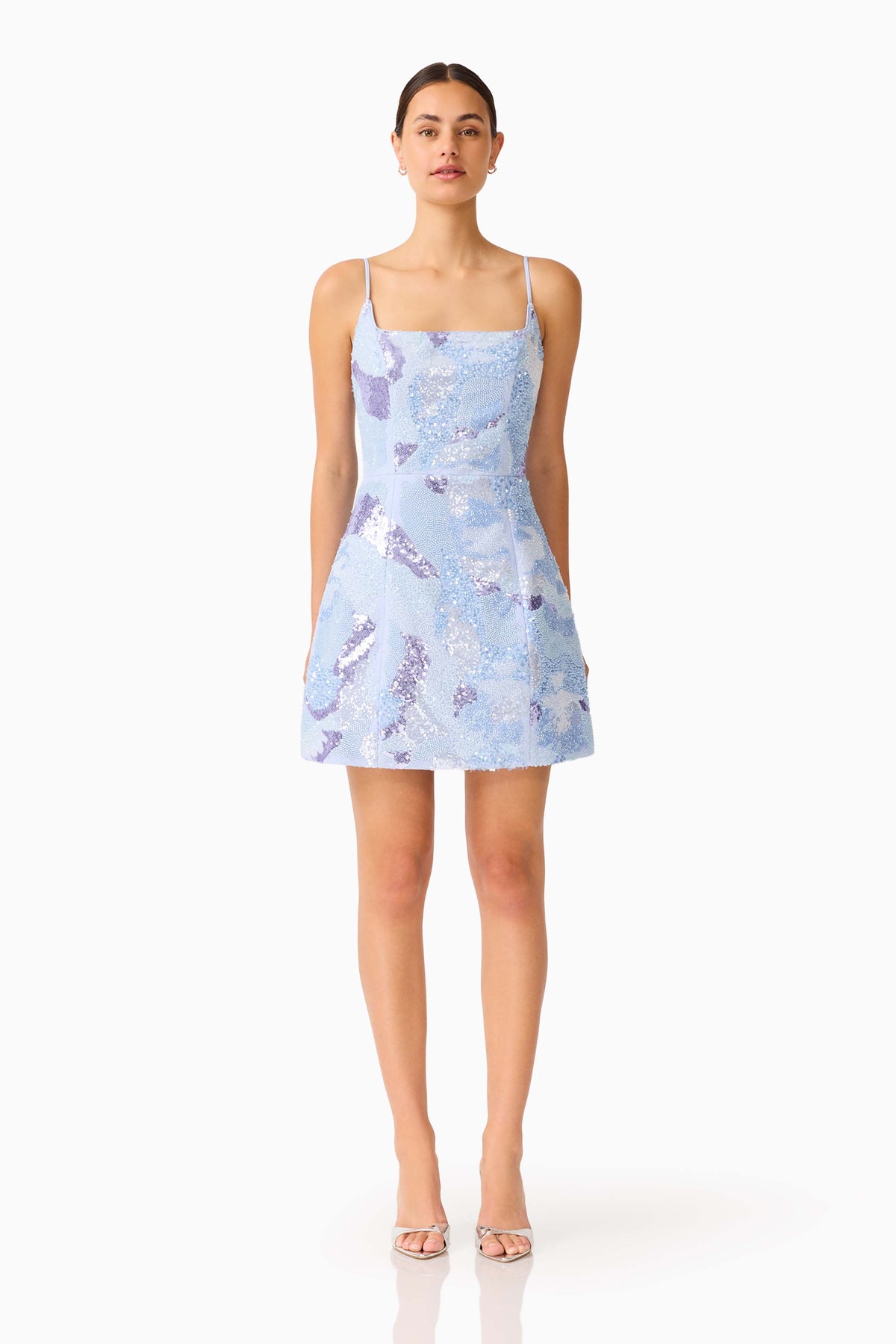 Aurae Embellished Mini Dress in Sky Blue