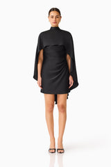 Auriella Cape Mini Dress in Black