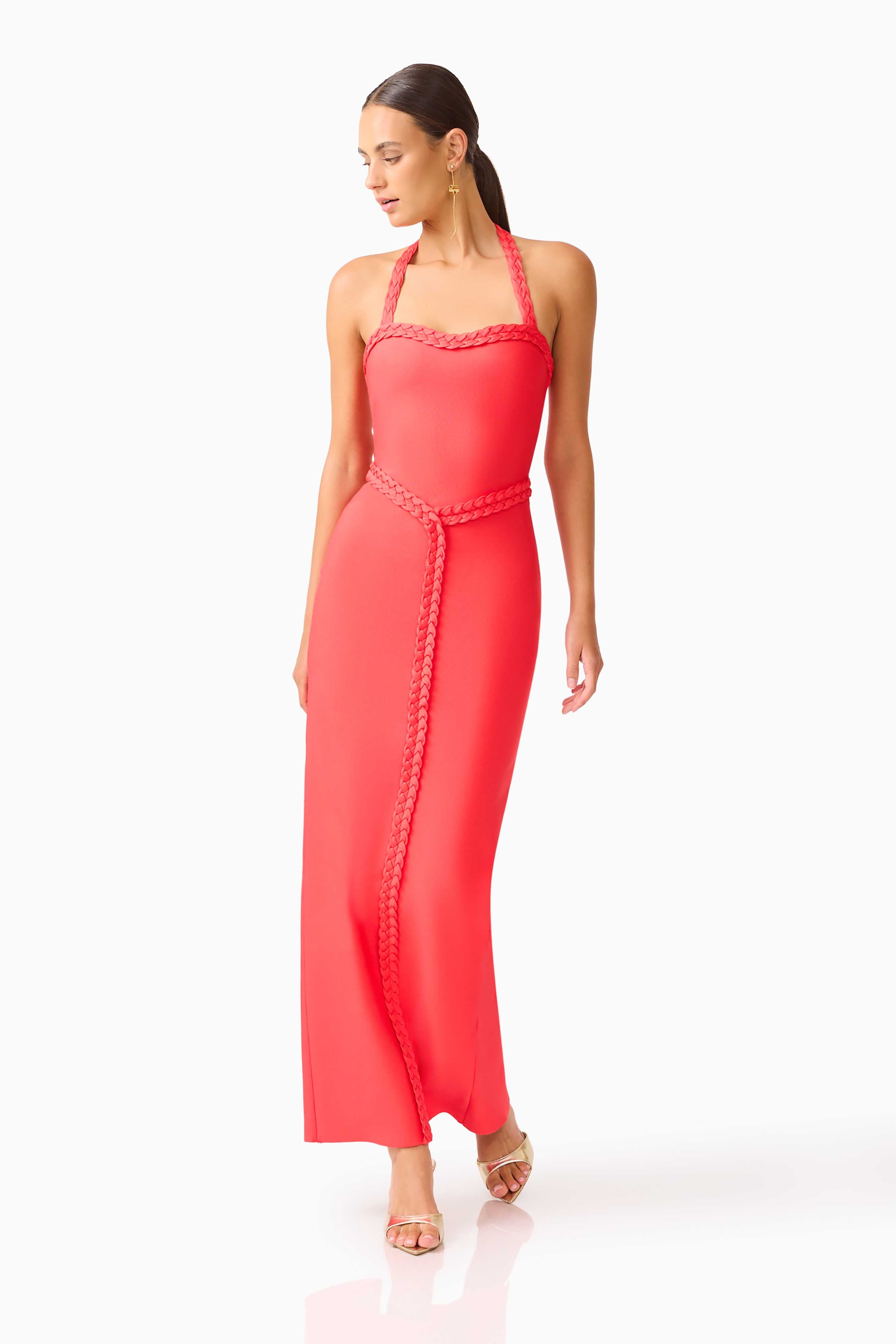 Coralene Halter Gown in Red