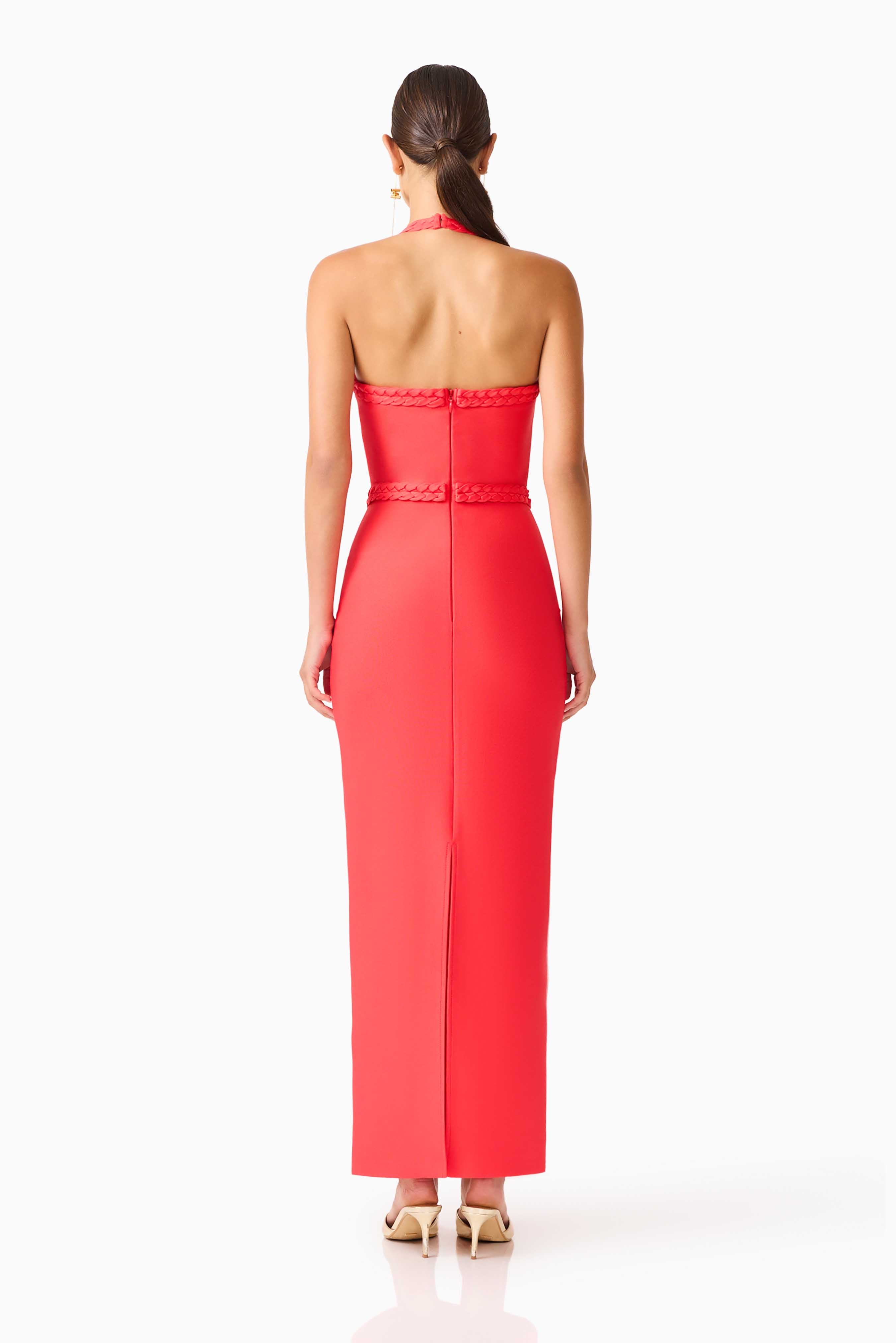 Coralene Halter Gown in Red