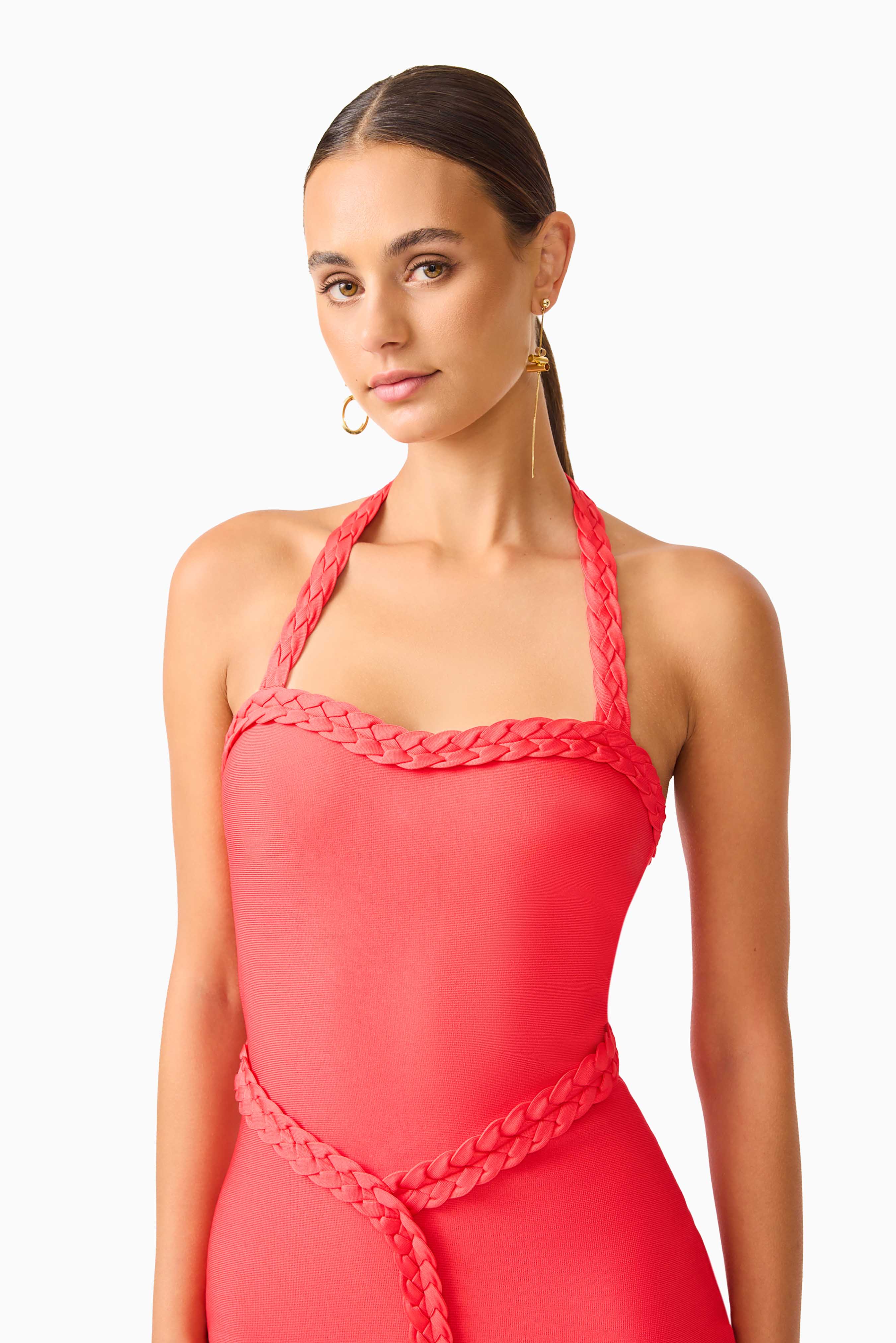 Coralene Halter Gown in Red