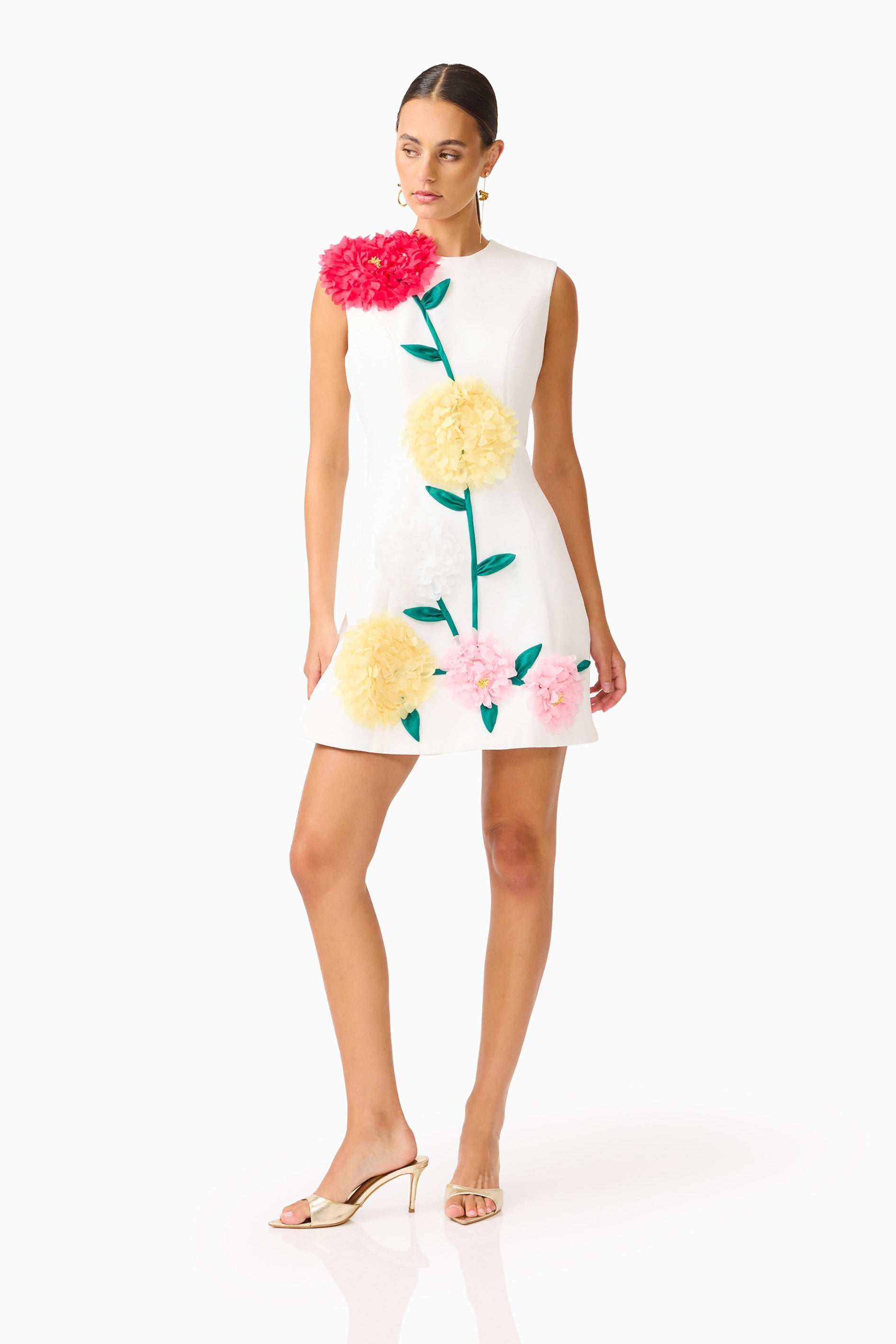 Buttercup Embroidered Mini Dress in Ivory