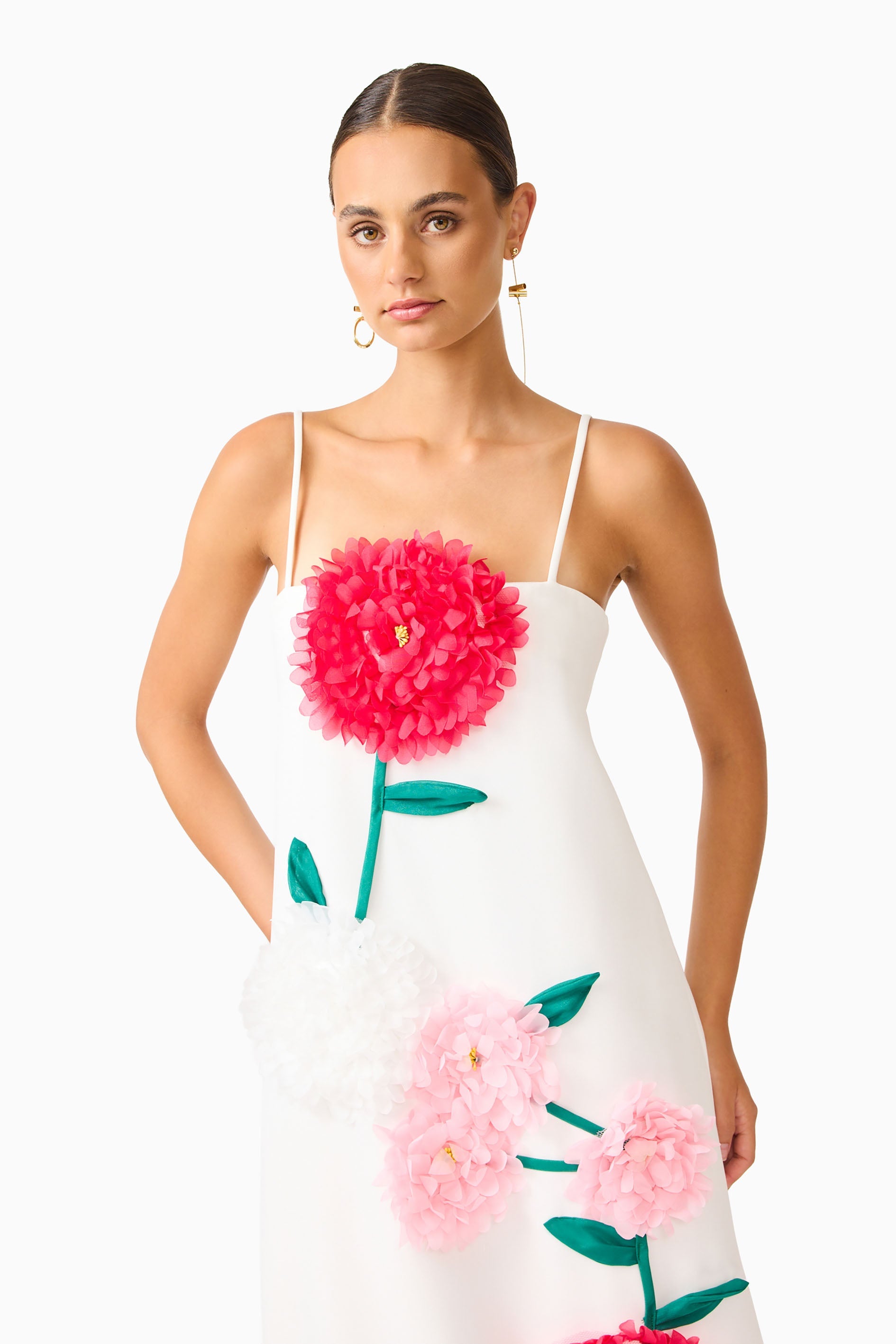Buttercup Embroidered Maxi Dress in White
