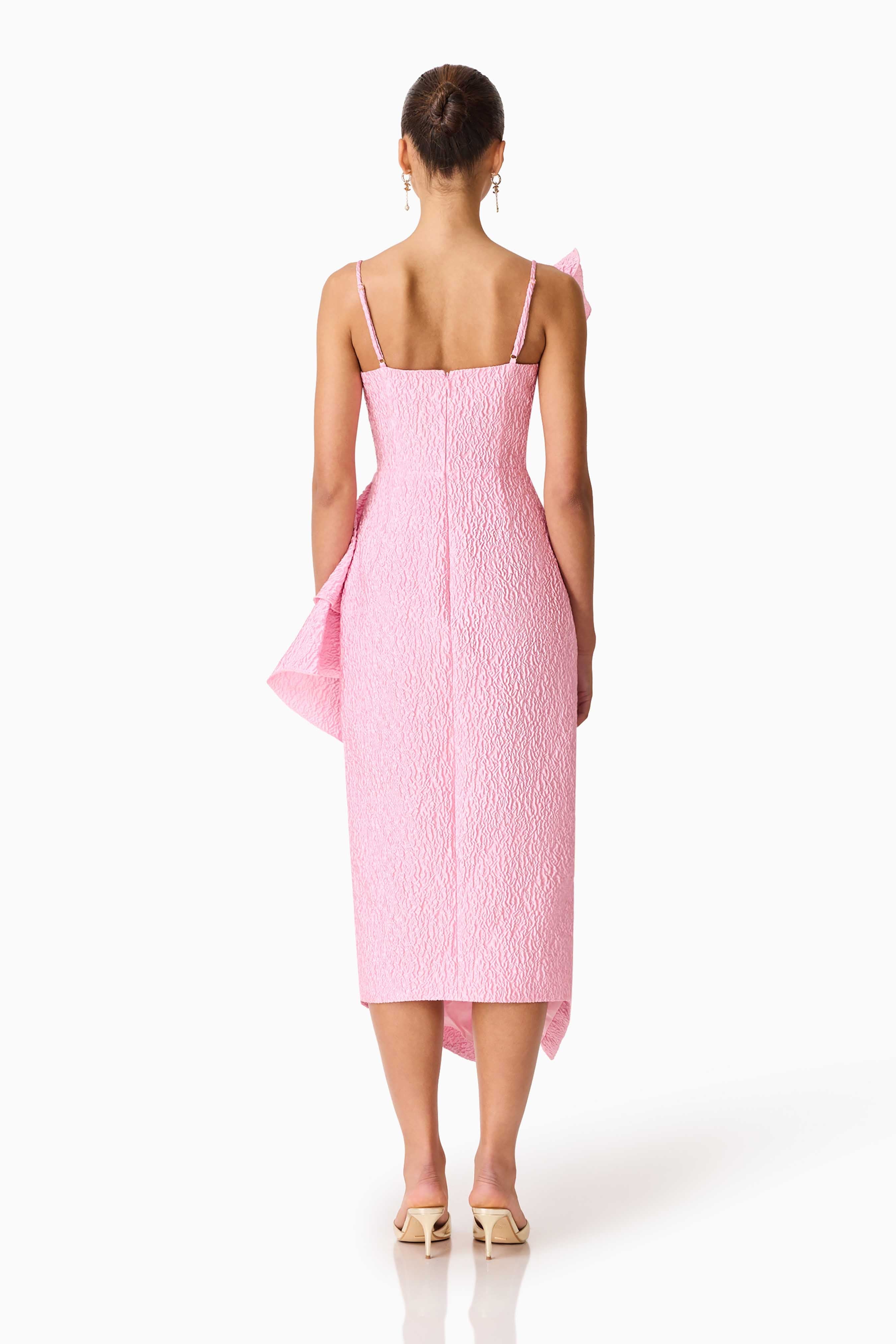 Briallen Jacquard Midi Dress in Pink