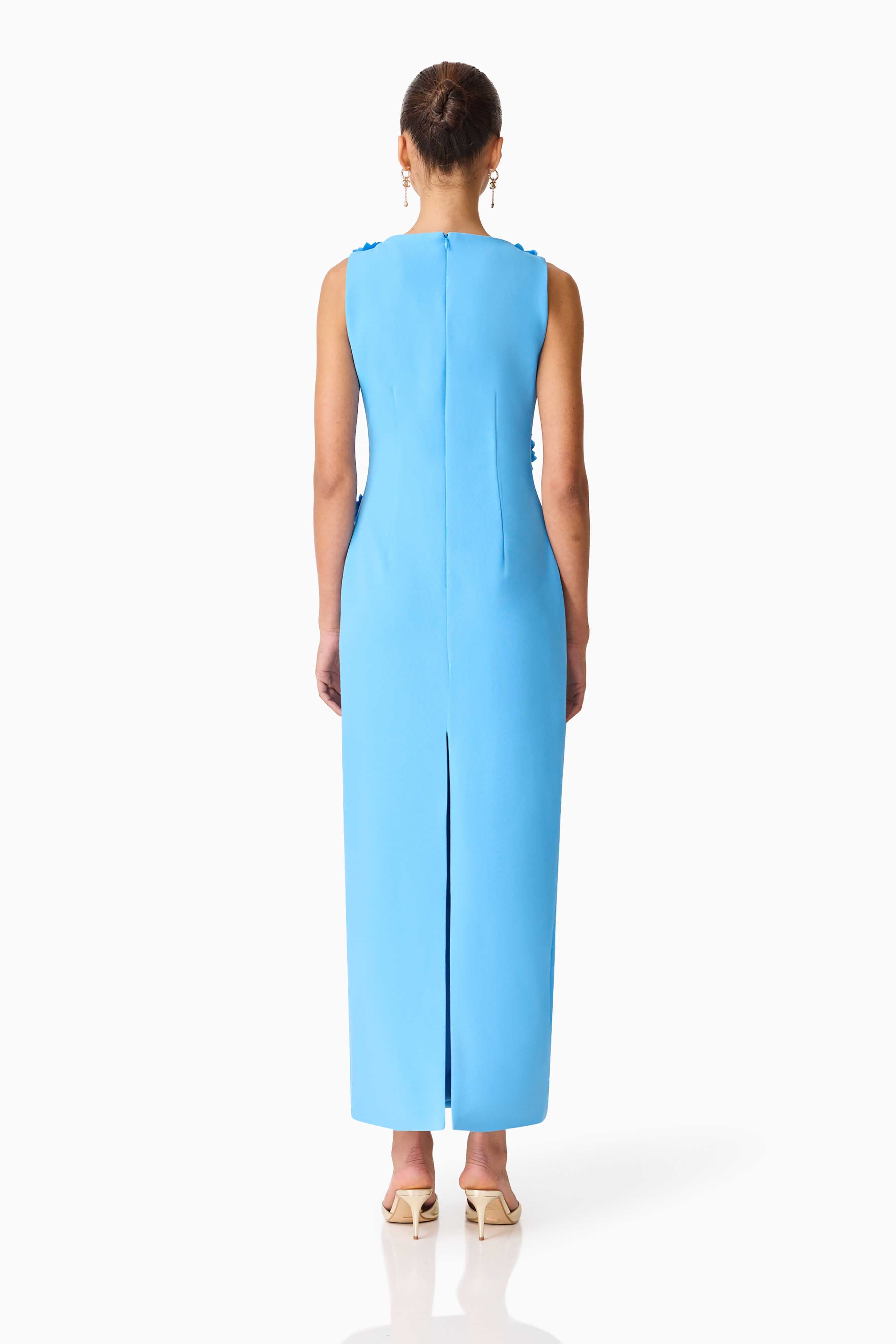 Dali Floral Applique Gown in Blue
