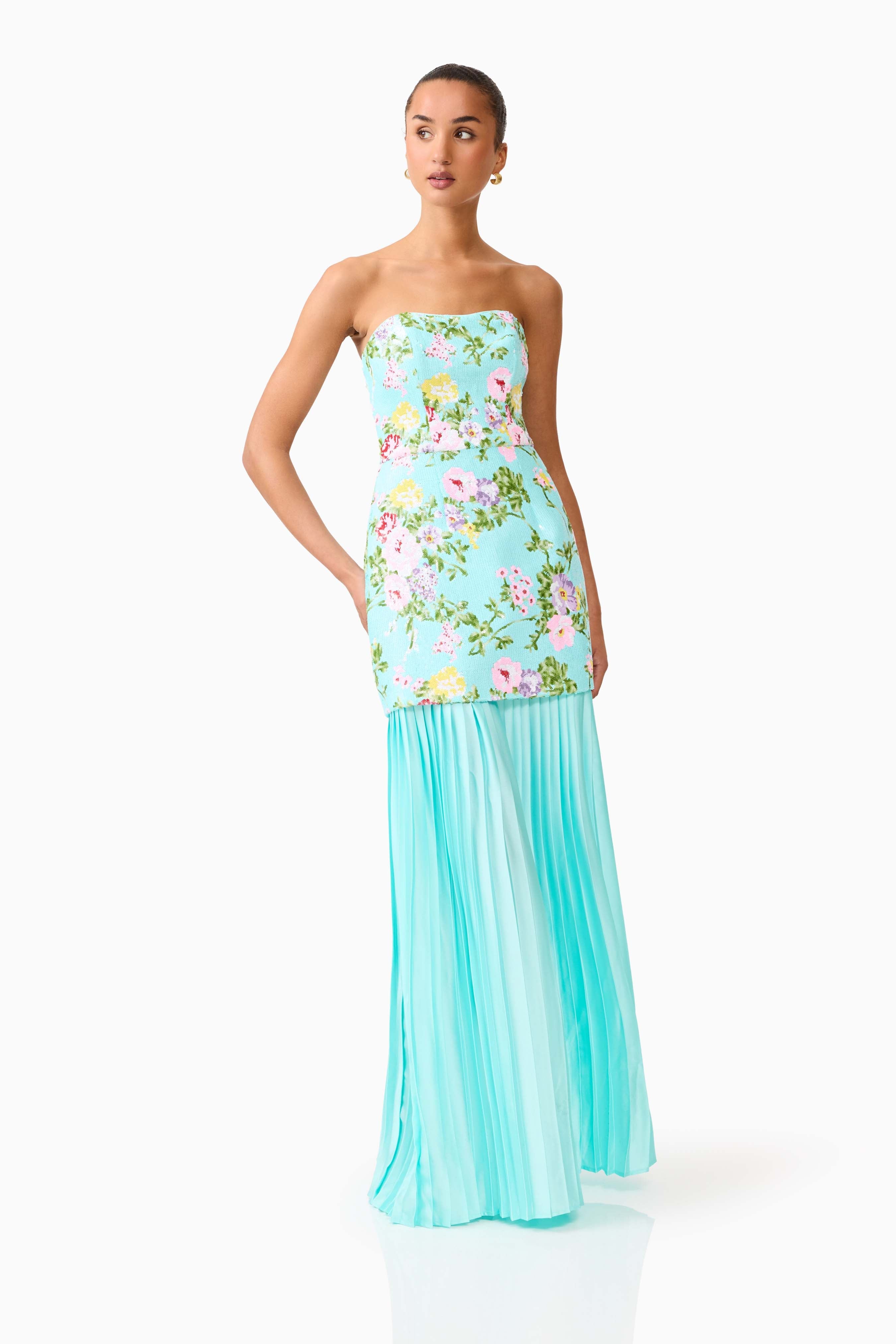 Emmeline Sequin Gown in Mint Green