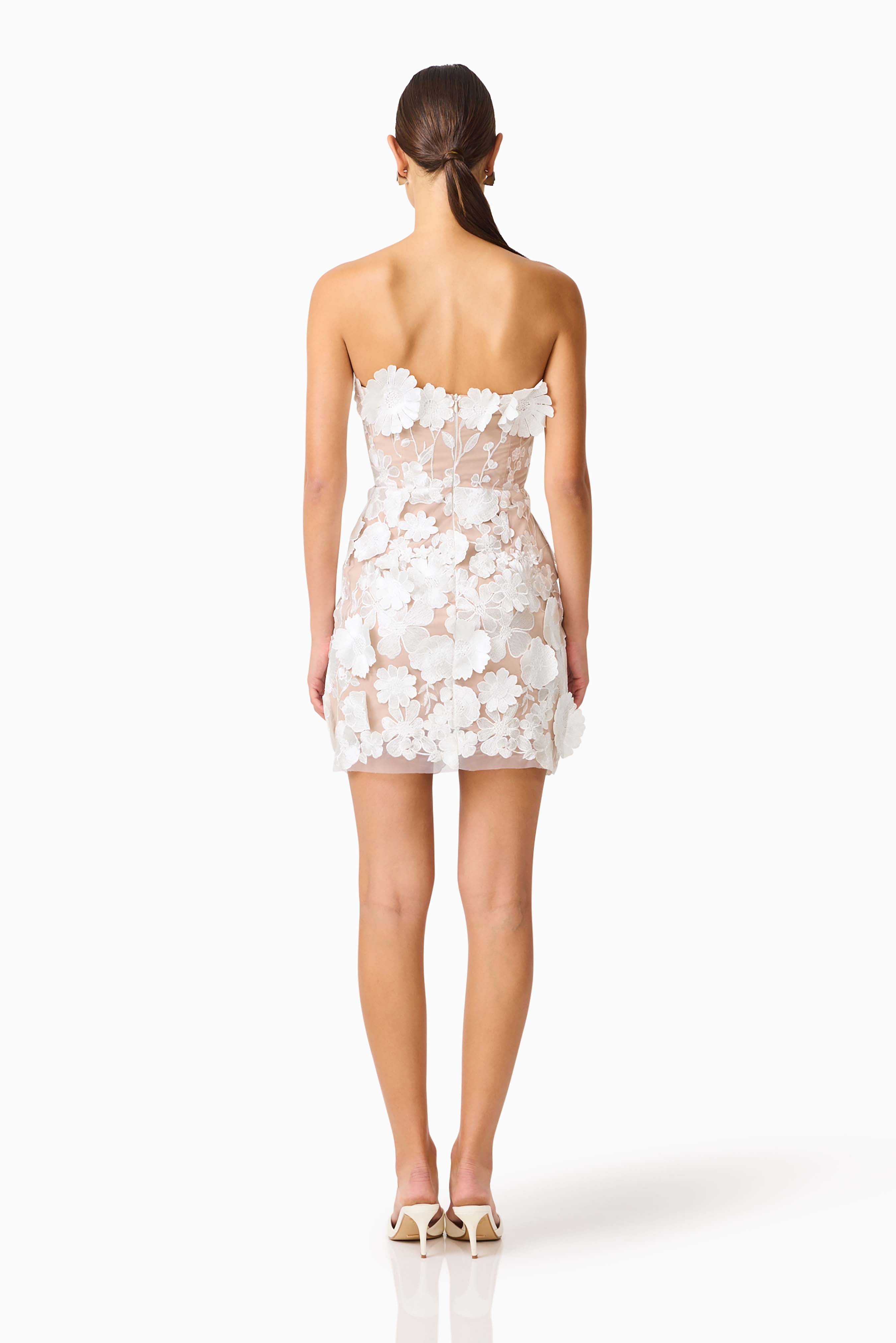 Arabella Strapless Mini Dress In White