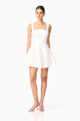 Elara Beaded Mini Dress in White