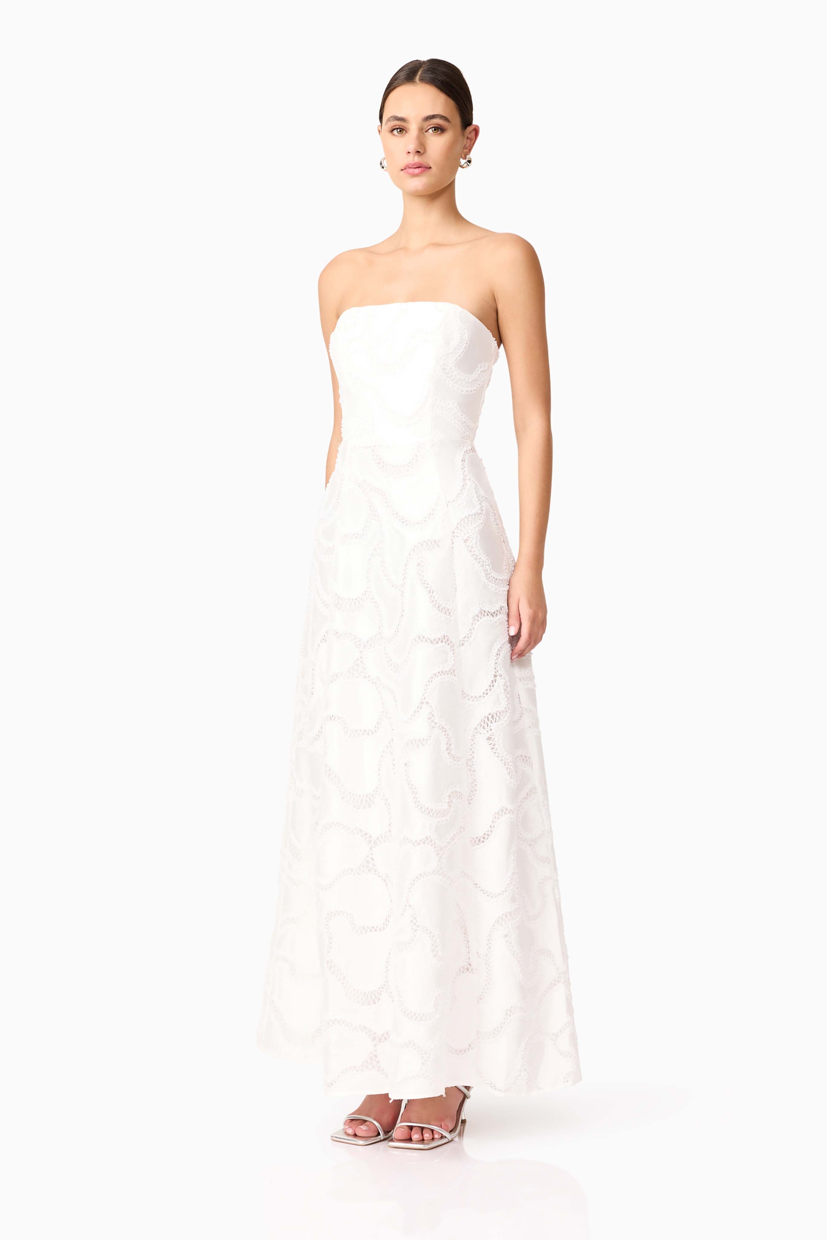 Elara Beaded Gown in White
