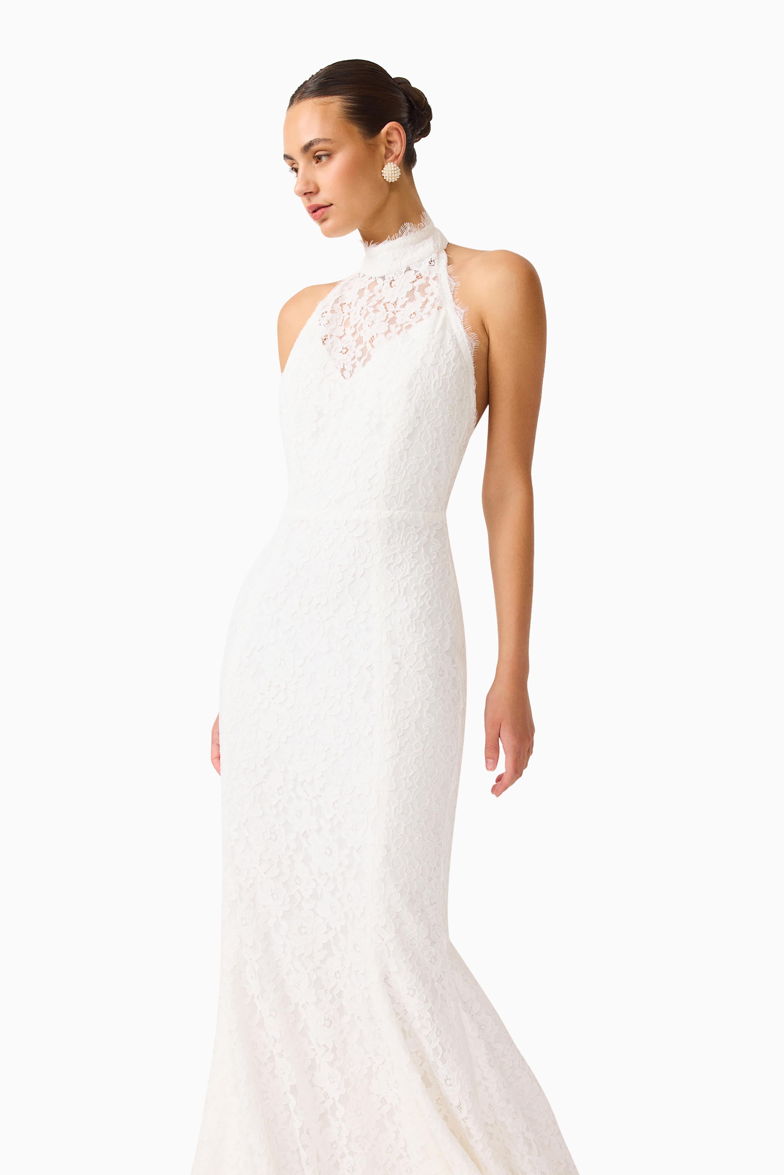 Clarisse Halter Neck Gown in White