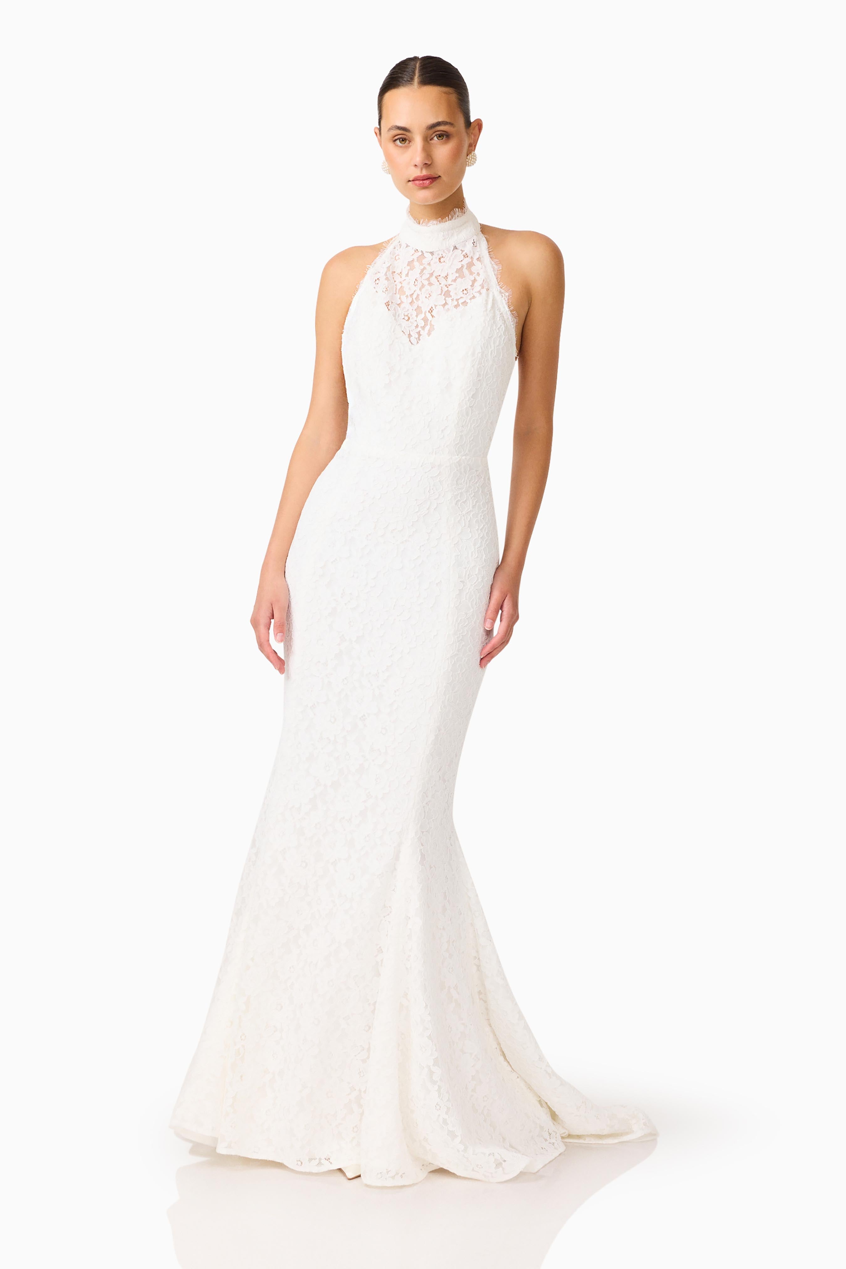 Clarisse Halter Neck Gown in White