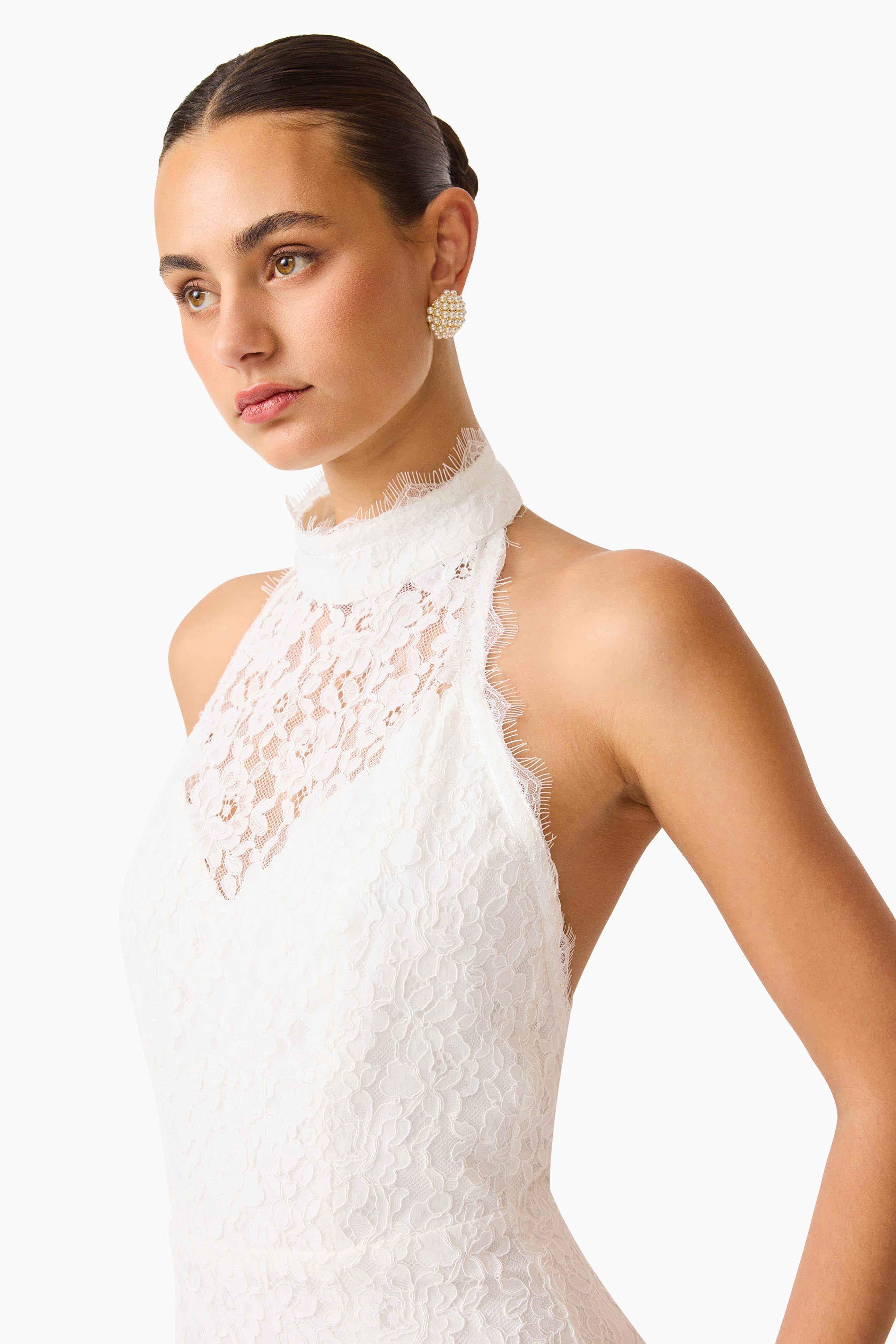 Clarisse Halter Neck Gown in White