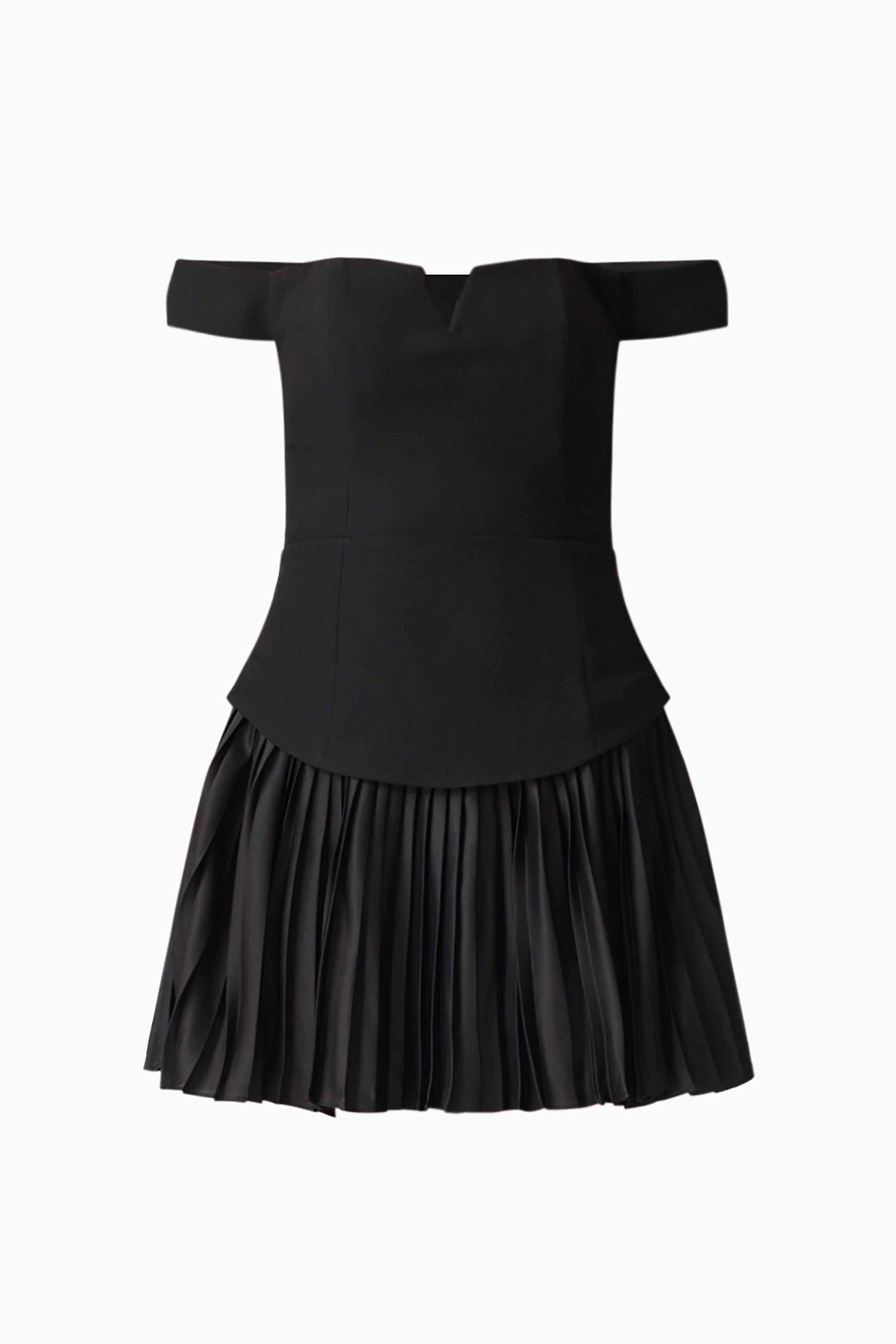 Elva Off Shoulder Mini Dress in Black