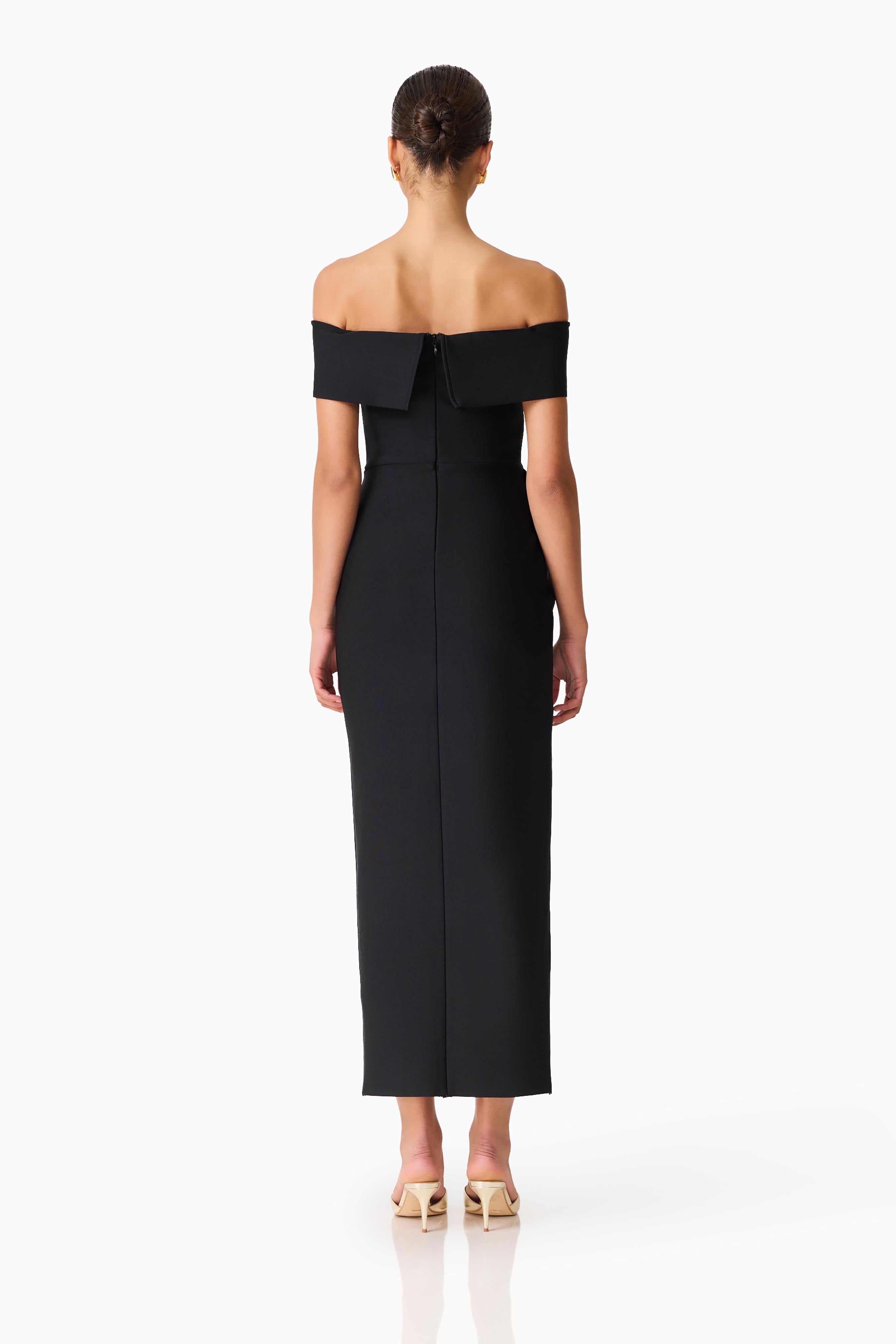 Celia Off The Shoulder Gown in Black