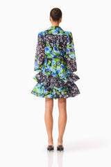 Briony Long Sleeve Mini Dress in Black Floral